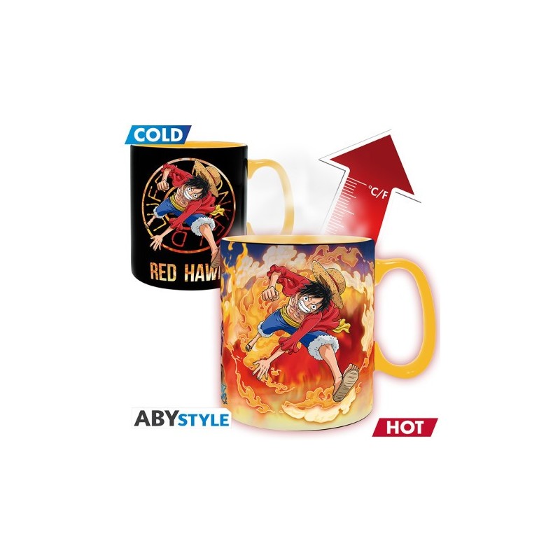 ONE PIECE - Mug Heat Change - 460 ml - Luffy & Sabo - Boîte carton x2