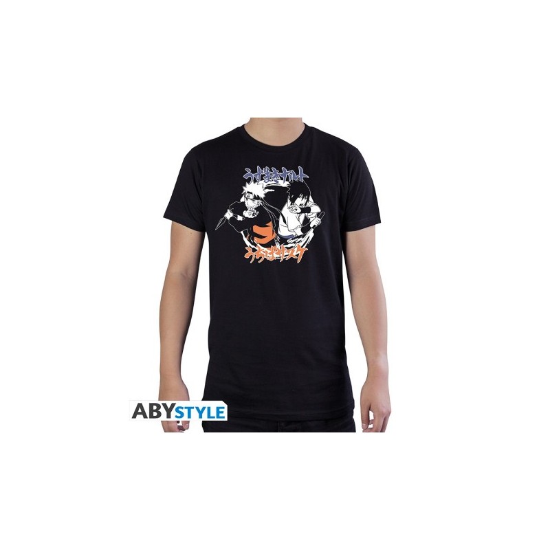 NARUTO SHIPPUDEN - Tshirt "Naruto & Sasuke" homme MC black - basic -