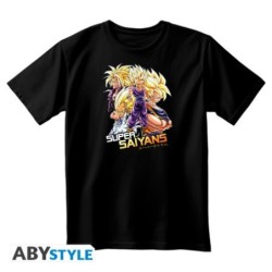 DRAGON BALL - T-shirt noir unisexe - Saiyans - Taille : Large