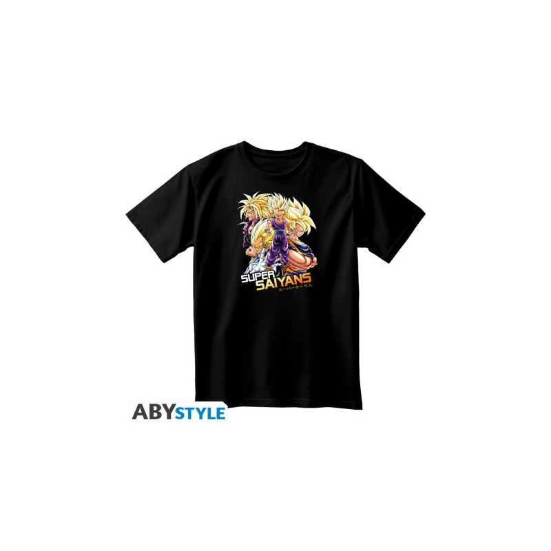 DRAGON BALL - T-shirt noir unisexe - Saiyans - Taille : Large