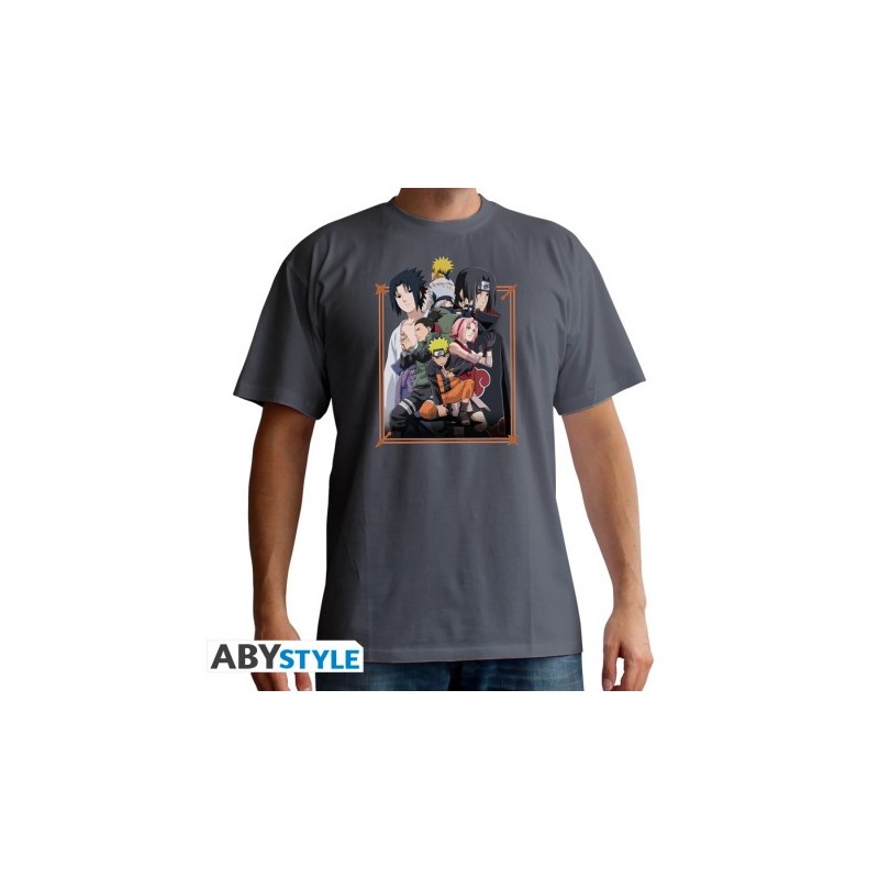 NARUTO SHIPPUDEN - T-shirt "Groupe" homme MC dark grey - basic - Tail