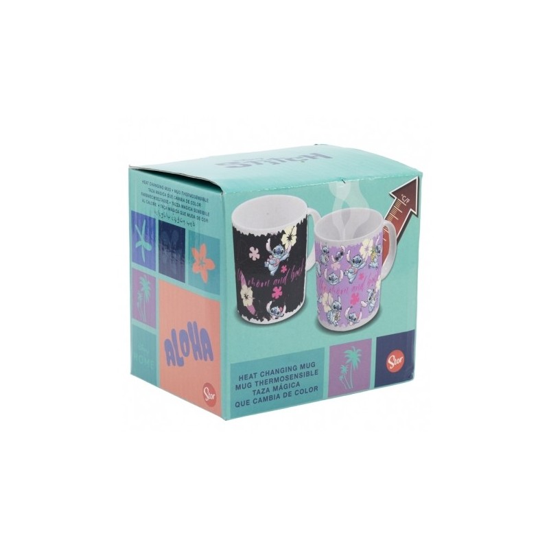 CERAMIC CHANGING COLOR MUG 11 OZ IN GIFT BOX STITCH & ANGEL  GTTR